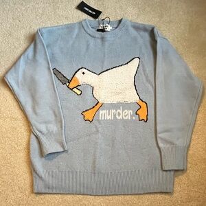 Aelfric Eden Light Blue Goose Graphic Crewneck Sweater